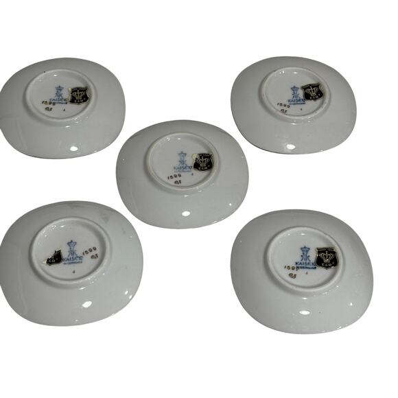 Vintage Kaiser W Germany porcelain plates miniature trays set of 5 fruit & nut - Picture 6 of 10